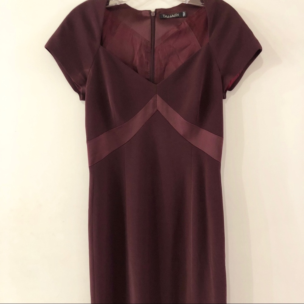 Tahari full length maroon gown 4